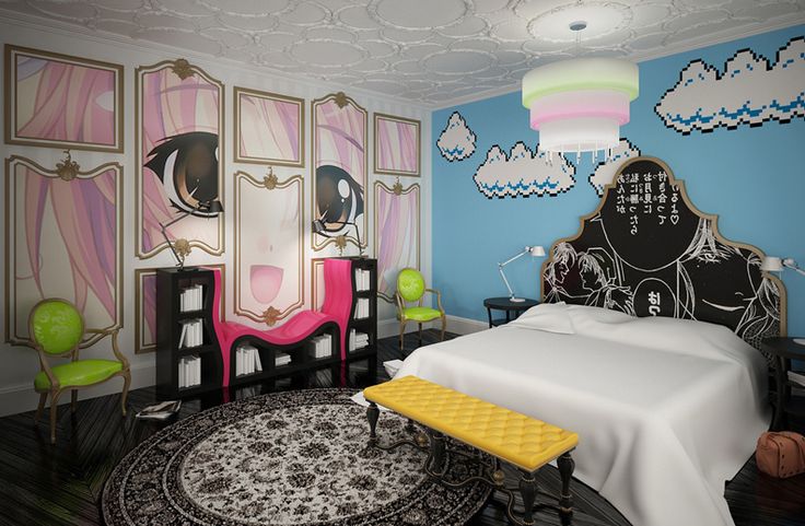 Современный интерьер детской комнаты в стиле манга
