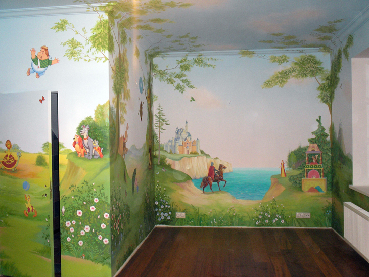 яркая роспись стен в детской комнате своими руками
