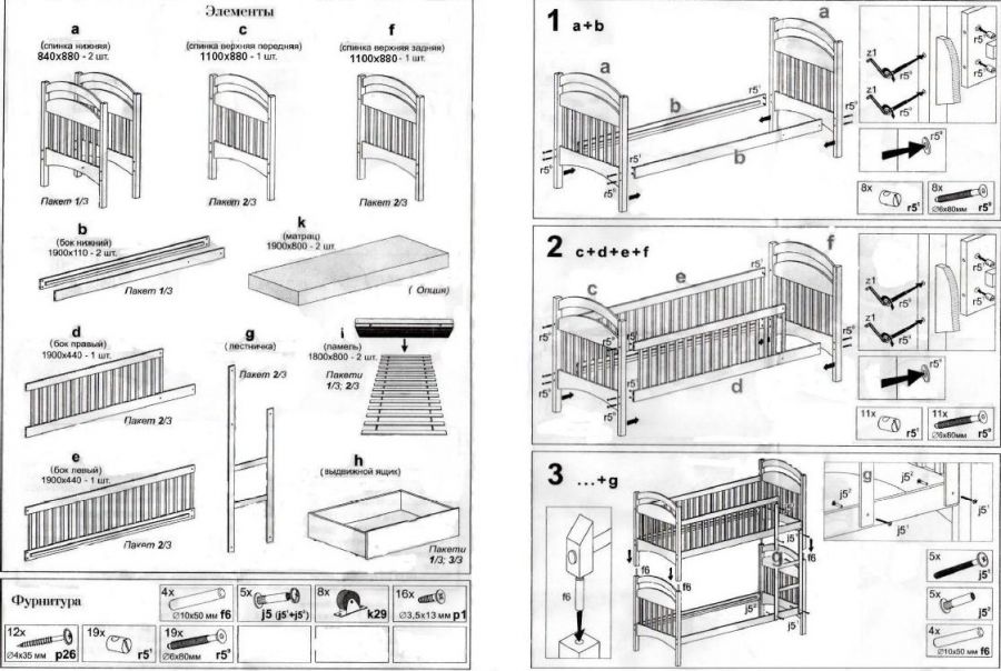 Сборка детской кроватки инструкция