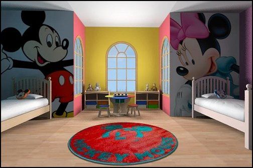 Дизайн детской комнаты для разнополых детей из микки мауса