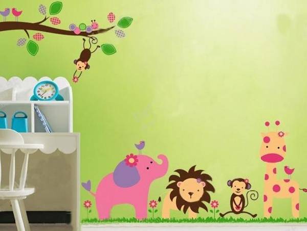 Дизайн обоев для детской комнаты для девочки в зеленом цвете