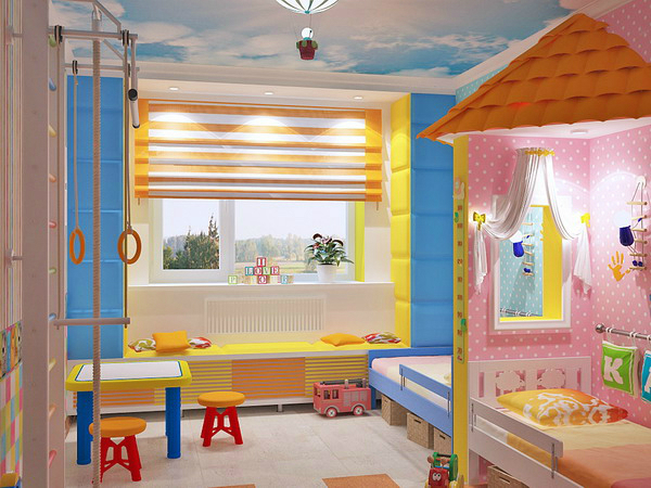 Красивый интерьер детской комнаты для разнополых детей