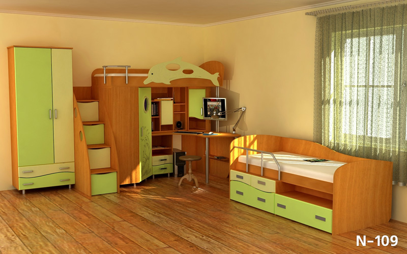 Купить мебель для детской комнаты для мальчика из дерева
