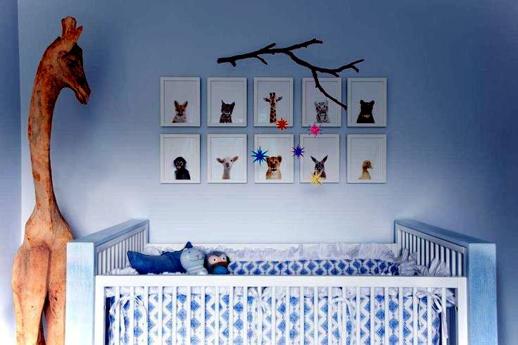 Мебель для детской комнаты для мальчиков голубого оттенка