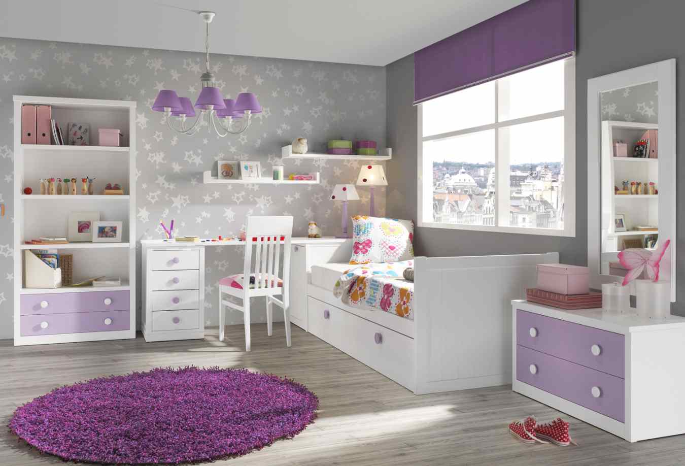 Аккуратная мебель для маленькой детской комнаты для девочки