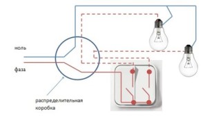 Схема подключения двухклавишного выключателя на две лампочки в евроремонте.
