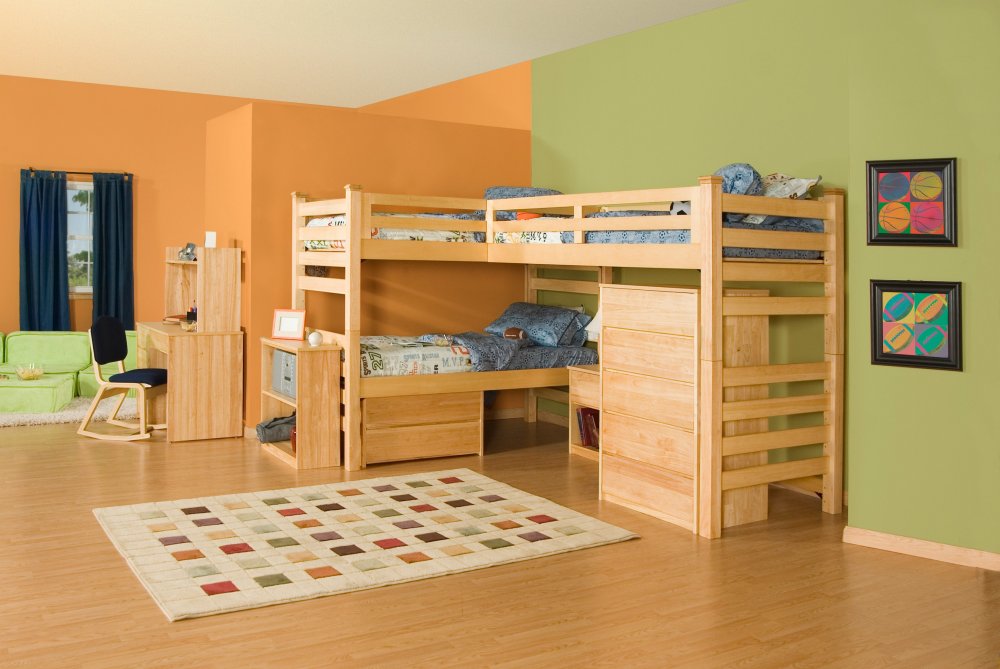 Детская комната фото и варианты планировки угловой мебели
