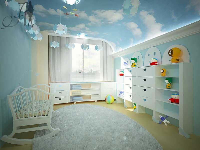 Натяжной потолок в детской комнате фото вариантов