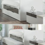 Белая выдвижная двуспальная кровать из подиума