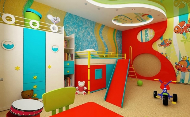Интерьер большой детской комнаты