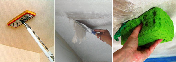 Очистка потолка от побелки